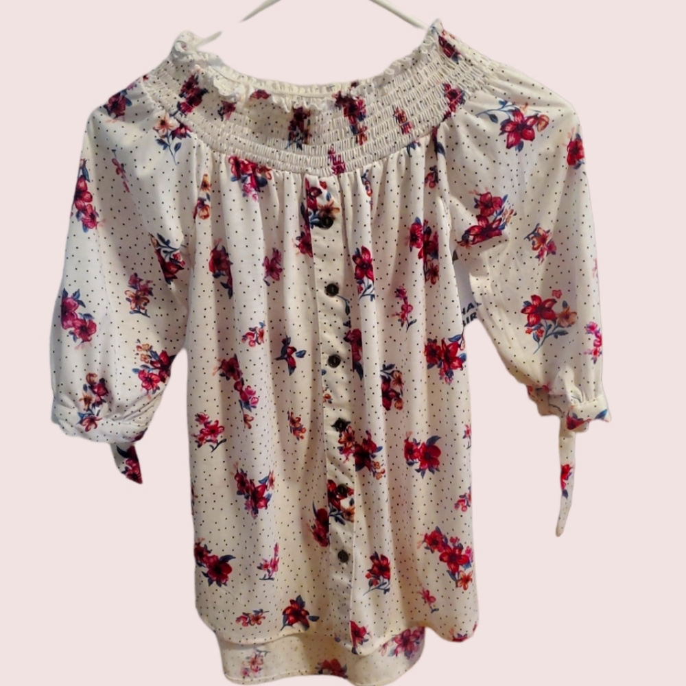 Off The Shoulder Floral Shirt